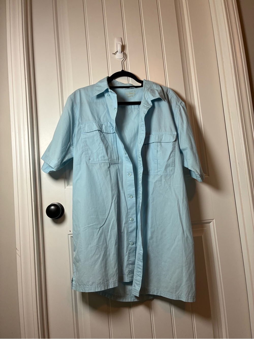 L.L. Bean Light Blue Short-Sleeve Button-Down Shirt